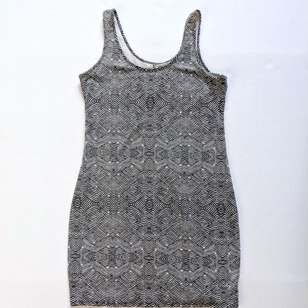 Mossimo Tropical Black and White Print Dress Small